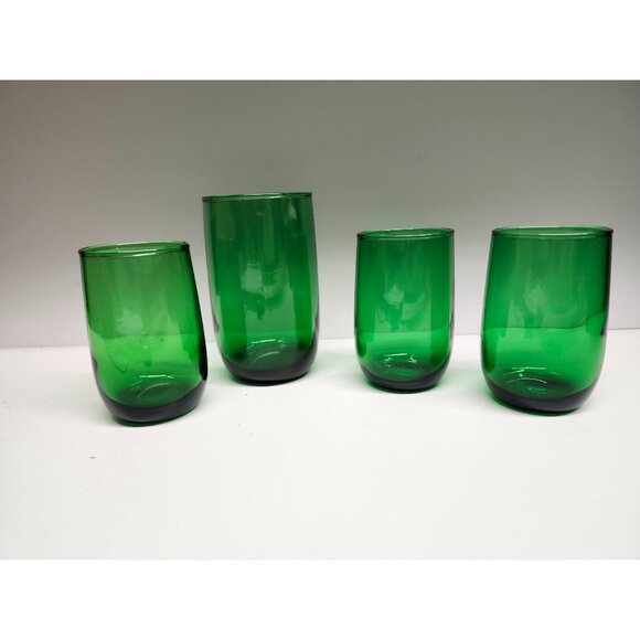 Forest Green Vintage Glasses, Roly Poly Anchor Hocking Set (4) - Picture 2 of 7